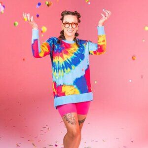 NWT LuLaRoe Hannah Crewneck Sweatshirt‎ Womens Size Large Tie Dye Unicorn